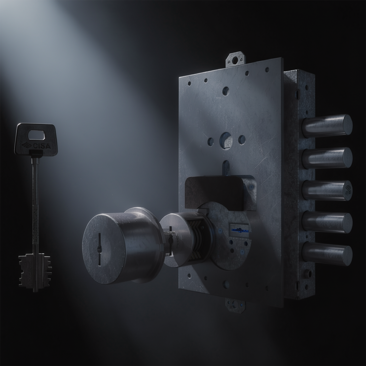 Сувальдный замок с пиновой накладкой